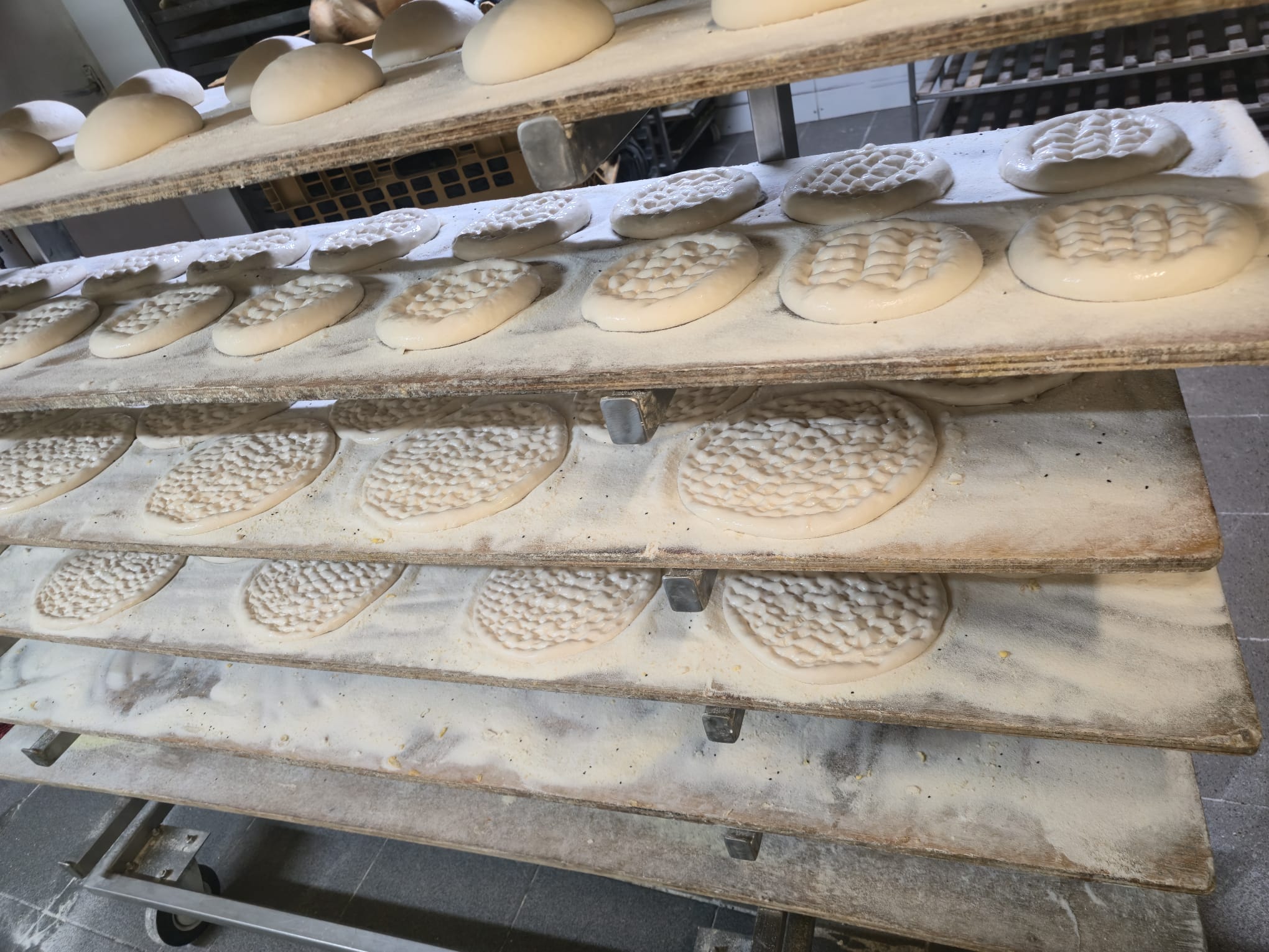 Pide deeg op trays